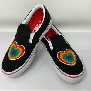 Vans Classic Slip-On Rainbow Heart Shoes Size 13.5